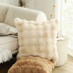 4-SOGA 2X 50cm Throw Pillow Light  Camel Color with Rabbit  Square Cushion for Living Room