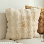 6-SOGA 2X 50cm Throw Pillow Light  Camel Color with Rabbit  Square Cushion for Living Room
