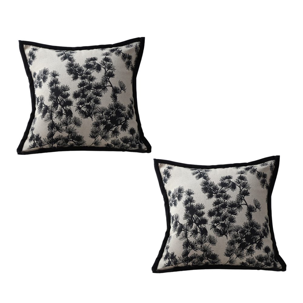 1-SOGA 2X 45cm Throw Pillow Black and White Wide Border Square Pillow Stylish Decorative Cushion Living Room