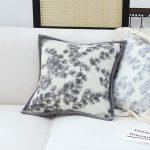6-SOGA 45cm Throw Pillow Off White Wide Border with Branch and Pine Needle Design Pattern Home Decor