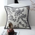 2-SOGA 2X 45cm Throw Pillow Off White Wide Border with Branch and Pine Needle Design Pattern Home Decor