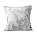 1-SOGA 45cm Throw Pillow Cream White Wide Border with Branch and Pine Needle Design Pattern Home Decor
