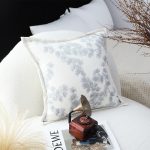 3-SOGA 45cm Throw Pillow Cream White Wide Border with Branch and Pine Needle Design Pattern Home Decor