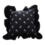 1-SOGA 45cm Throw Pillow Black Ruffled Square Decorative Cushion for Rose Lovers Cozy Home Decor
