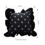 5-SOGA 2X 45cm Throw Pillow Black Ruffled Square Decorative Cushion for Rose Lovers Cozy Home Decor