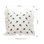 5-SOGA 45CM Throw Pillow Black Ruffled Square Decorative Cushion for Rose Lovers Cozy Home Decor