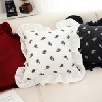 7-SOGA 2X 45cm Throw Pillow  White Ruffled Square Decorative Cushion for Rose Lovers Cozy Home Decor