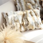 3-SOGA 30cm Throw Pillow Coffee Rabbit Fur Lumbar Warm Cozy Decorative Cushion Home Decor