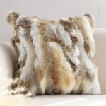 2-SOGA 2X 45cm Throw Pillow Coffee Rabbit Fur Square Warm Cozy Decorative Cushion Home Decor