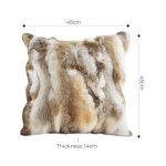 5-SOGA 2X 45cm Throw Pillow Coffee Rabbit Fur Square Warm Cozy Decorative Cushion Home Decor