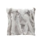 1-SOGA 45cm Throw Pillow Floral Gray Rabbit Fur Square Warm Cozy Decorative Cushion Home Decor