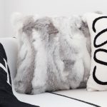 6-SOGA 45cm Throw Pillow Floral Gray Rabbit Fur Square Warm Cozy Decorative Cushion Home Decor