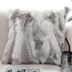2-SOGA 2X 45cm Throw Pillow Floral Gray Rabbit Fur Square Warm Cozy Decorative Cushion Home Decor
