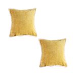 1-SOGA 2X 50cm Throw Pillow Turmeric Yellow Aesthetic Chenille Texture for Home Decor