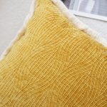 4-SOGA 2X 50cm Throw Pillow Turmeric Yellow Aesthetic Chenille Texture for Home Decor