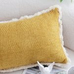 7-SOGA 35cm Throw Pillow Turmeric Yellow Aesthetic Chenille Texture for Home Decor