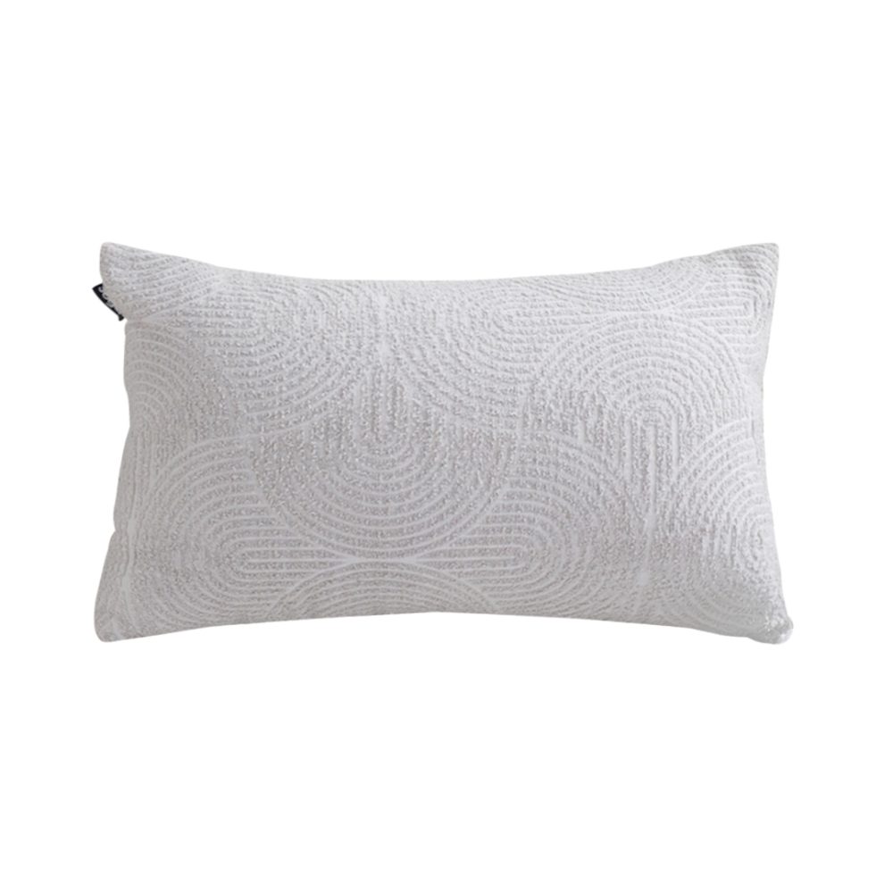 1-SOGA 35cm Throw Pillow Off White Lumbar Embroidered Decorative Cover Stitch for Home Decor