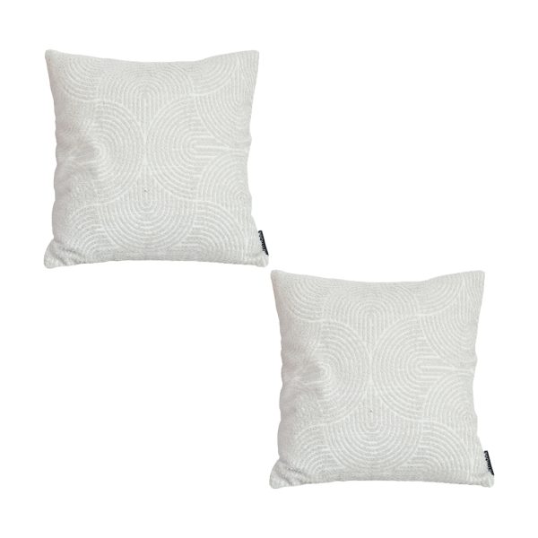 1-SOGA 2X 50cm Throw Pillow Off White Lumbar Embroidered Decorative Cover Stitch for Home Decor