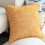6-SOGA 2X 50cm Mustard Yellow Throw Pillow Geometric Indoor and Outdoor Corded for Home Decor