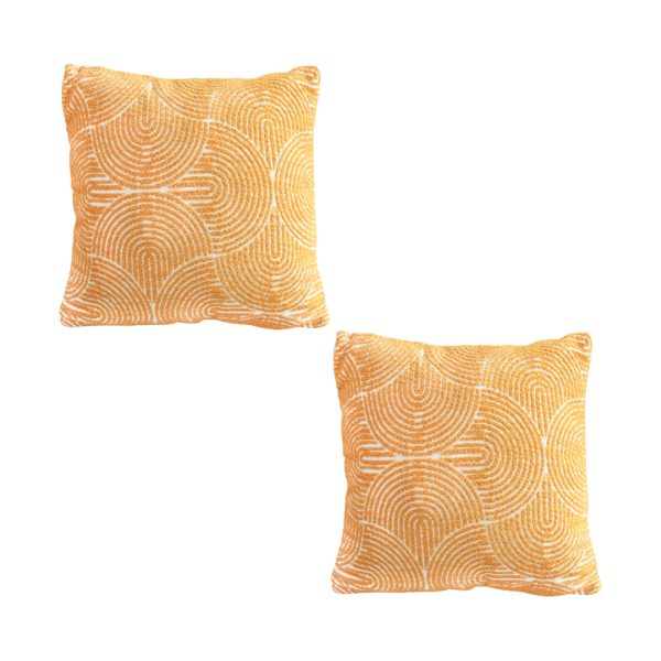 1-SOGA 2X 50cm Mustard Yellow Throw Pillow Geometric Indoor and Outdoor Corded for Home Decor