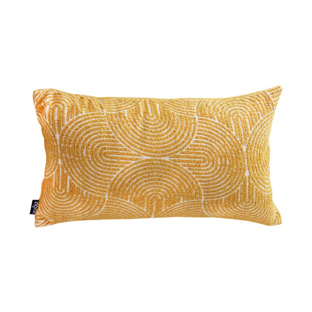 1-SOGA 35cm Mustard Yellow Throw Pillow Geometric Indoor and Outdoor Corded for Home Decor