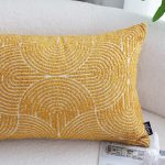 6-SOGA 35cm Mustard Yellow Throw Pillow Geometric Indoor and Outdoor Corded for Home Decor
