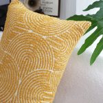7-SOGA 35cm Mustard Yellow Throw Pillow Geometric Indoor and Outdoor Corded for Home Decor