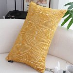 4-SOGA 2X 35cm Mustard Yellow Throw Pillow Geometric Indoor and Outdoor Corded for Home Decor