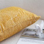 8-SOGA 2X 35cm Mustard Yellow Throw Pillow Geometric Indoor and Outdoor Corded for Home Decor