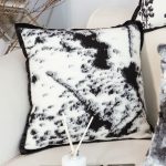 7-SOGA 50cm Throw Pillow  Black and White Leopard Thick Premium Polyester Fiber for Home Decor