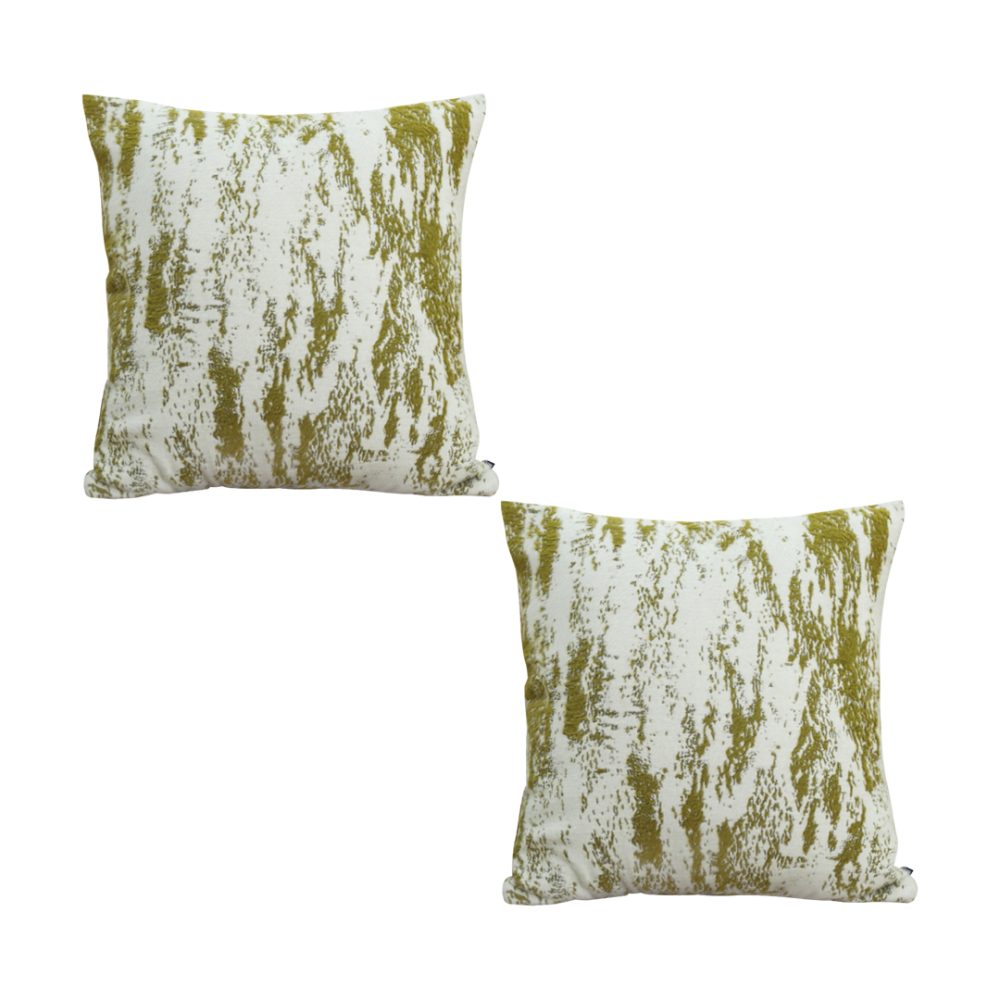 1-SOGA 2X 50cm Throw Pillow White and Olive Green Deluxe Polyester Fiber and Cotton for Home Decor