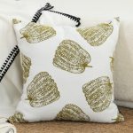 2-SOGA 2X 50cm Throw Pillow White with Olive Green Autumn Harvest Pumpkin Print Home Decor
