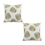 1-SOGA 2X 50cm Throw Pillow White with Olive Green Autumn Harvest Pumpkin Print Home Decor