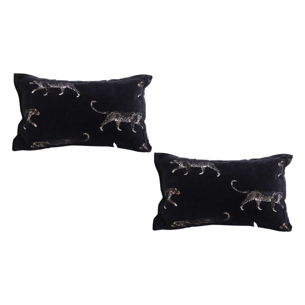 1-SOGA 2X 35cm Black Throw Pillow Elegant Decorative Cushion Living Room Modern Home Decor