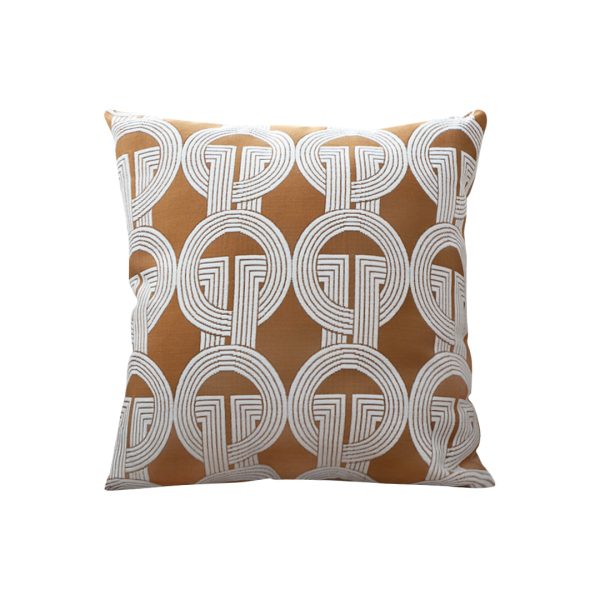 1-SOGA 50cm Throw Pillow Brown Circular Chain Jacquard  Decorative Square for Home Decor