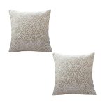 1-SOGA 2X 50cmThrow Pillow White and Beige Geometric Pattern Accent for Home Decor