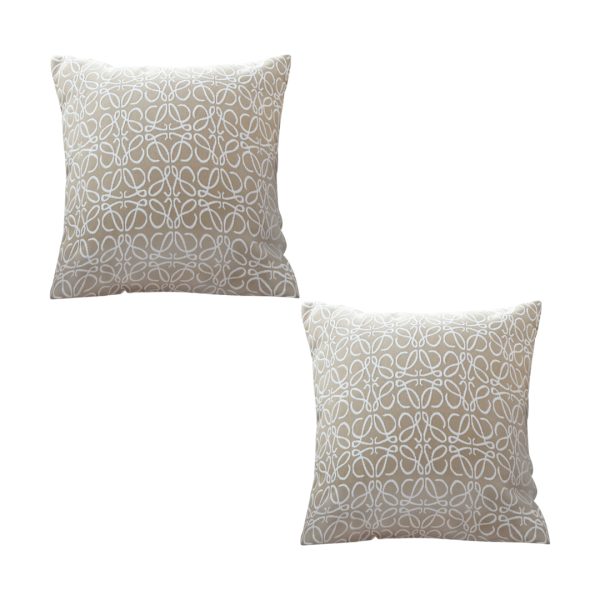 1-SOGA 2X 50cmThrow Pillow White and Beige Geometric Pattern Accent for Home Decor