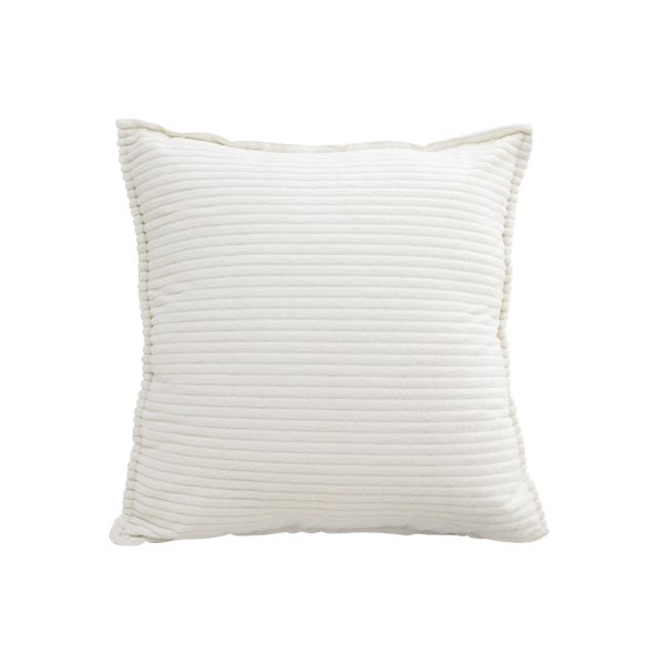 1-SOGA 50cm Beige Throw Pillow Warm Wabi-sabi Striped Corduroy Square For Home Decor