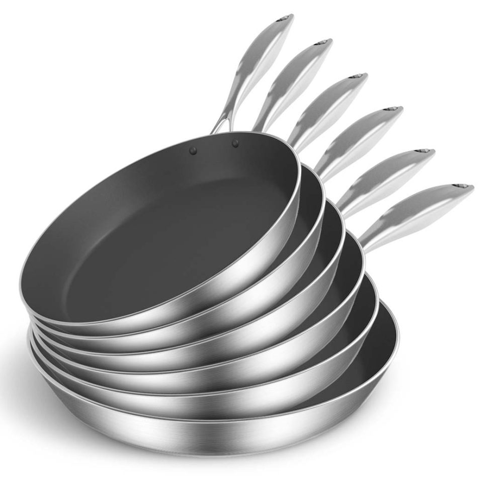 1-SOGA 6X Stainless Steel Fry Pan Frying Pan Induction FryPan Non Stick Interior Skillet