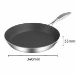 6-SOGA Stainless Steel Fry Pan 34cm Frying Pan Induction FryPan Non Stick Interior
