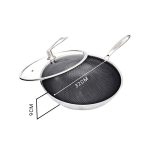 2-SOGA 32cm Stainless Steel Tri-Ply Frying Cooking Fry Pan Textured Non Stick Interior Skillet with Glass Lid