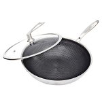1-SOGA 32cm Stainless Steel Tri-Ply Frying Cooking Fry Pan Textured Non Stick Interior Skillet with Glass Lid