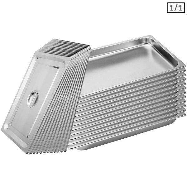 1-SOGA 12X Gastronorm GN Pan Full Size 1/1 GN Pan 4cm Deep Stainless Steel Tray With Lid