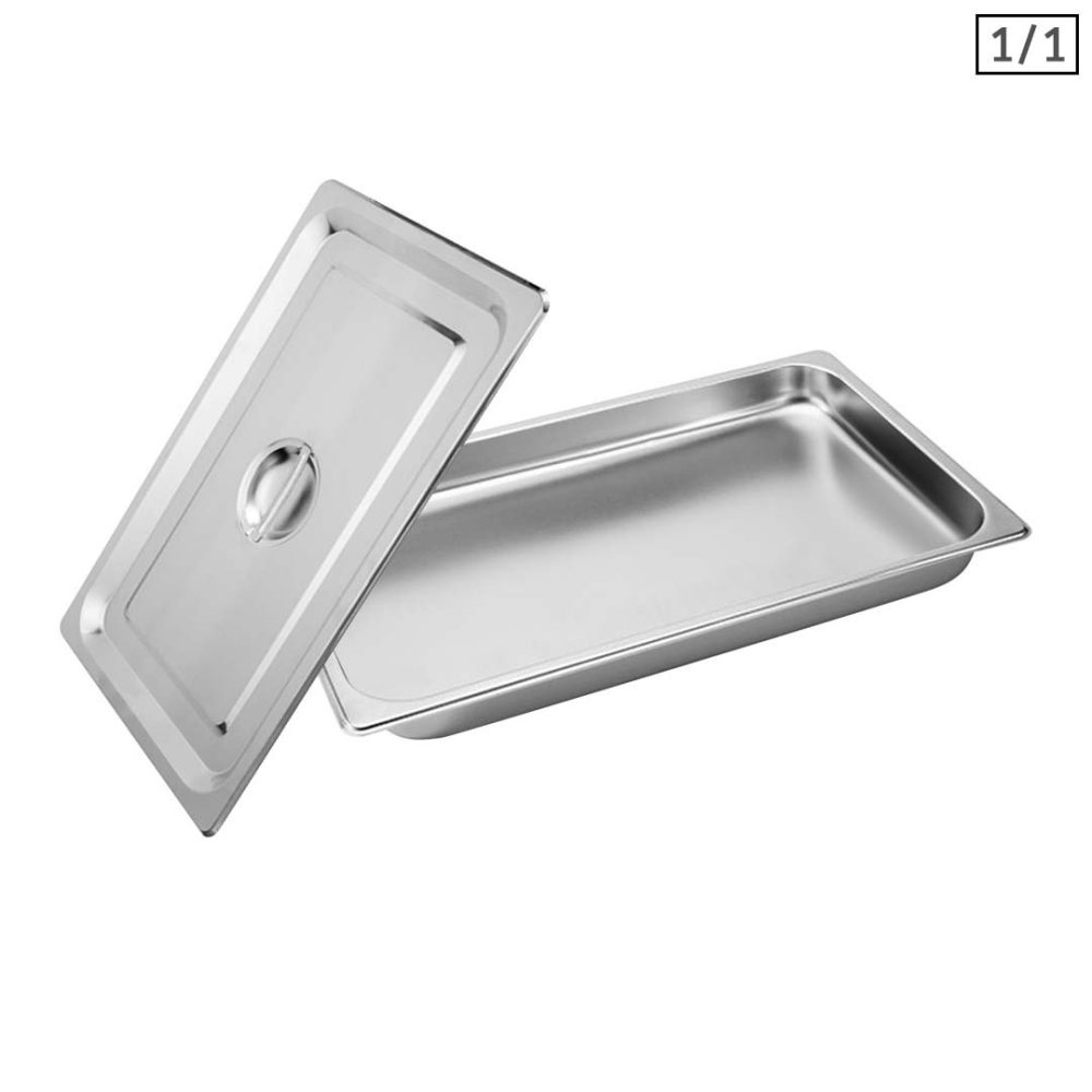 1-SOGA Gastronorm GN Pan Full Size 1/1 GN Pan 4cm Deep Stainless Steel Tray With Lid