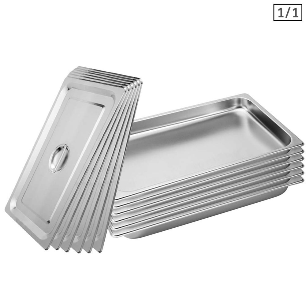 1-SOGA 6X Gastronorm GN Pan Full Size 1/1 GN Pan 4cm Deep Stainless Steel Tray With Lid