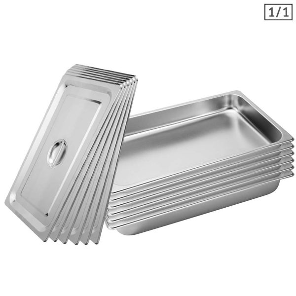 1-SOGA 6X Gastronorm GN Pan Full Size 1/1 GN Pan 6.5cm Deep Stainless Steel Tray With Lid