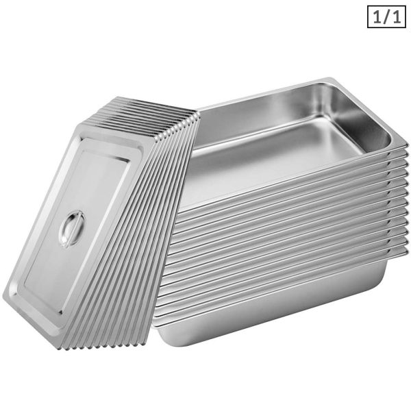 1-SOGA 12X Gastronorm GN Pan Full Size 1/1 GN Pan 10cm Deep Stainless Steel Tray With Lid