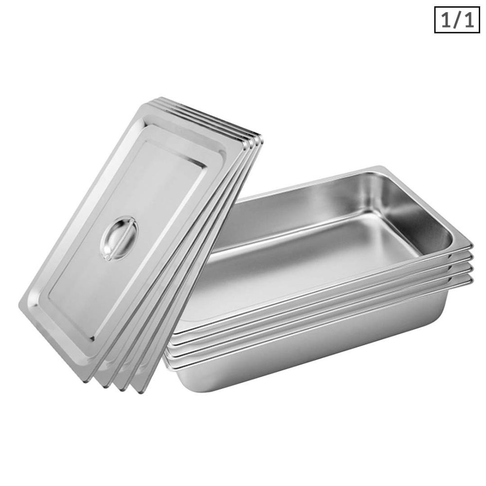 1-SOGA 4X Gastronorm GN Pan Full Size 1/1 GN Pan 10cm Deep Stainless Steel Tray With Lid