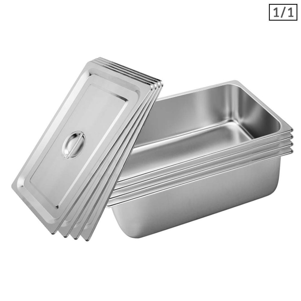 1-SOGA 4X Gastronorm GN Pan Full Size 1/1 GN Pan 20cm Deep Stainless Steel Tray With Lid