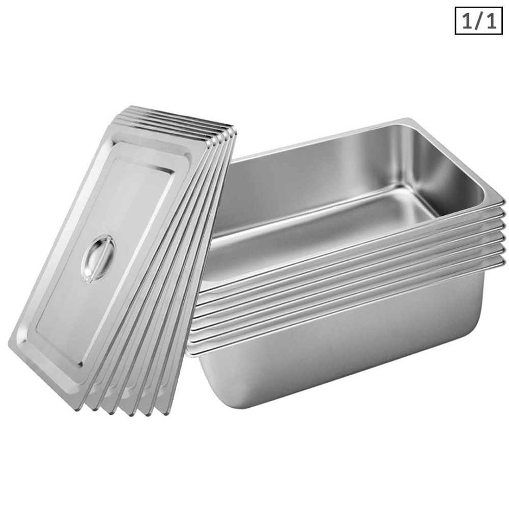 1-SOGA 6X Gastronorm GN Pan Full Size 1/1 GN Pan 20cm Deep Stainless Steel Tray With Lid